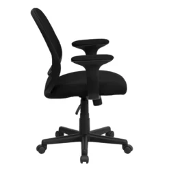 Y-GO Chair Mid-Back Black Mesh Swivel Task Chair With Arms - By Flash Furniture - Madison Seating -furniture Shop Y GO Chair Mid Back Black Mesh Swivel Task Chair with Arms by Flash Furniture 4